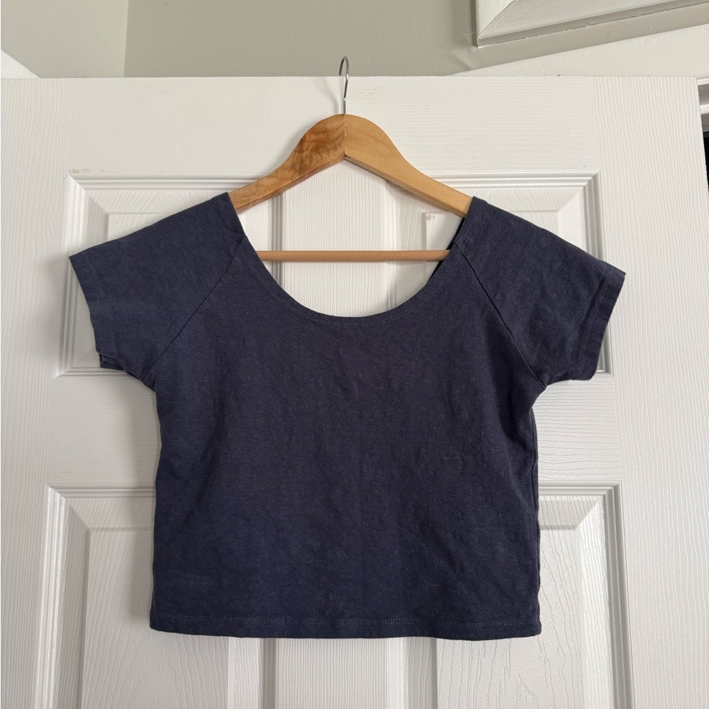 Eco-Essentials Hemp Blend Yoga Crop Top – Indigo Blue